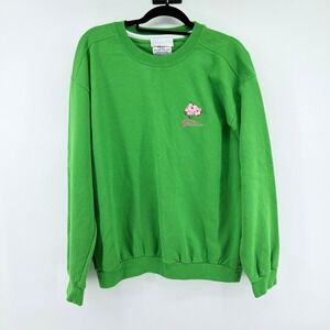 Greenbrier Collection Sweatshirt Embroidered Flower L Green Unisex Pullover